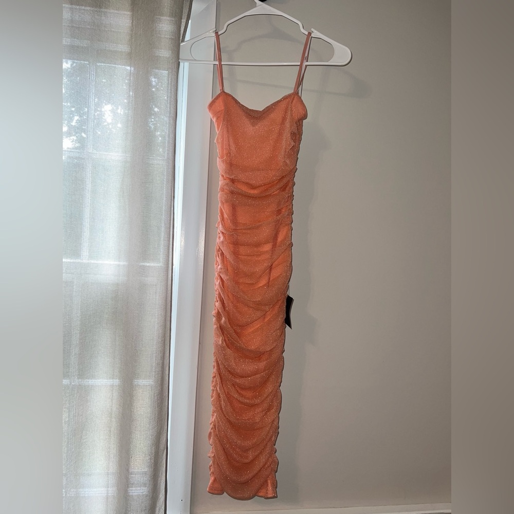 Lulu's Shimmering Orange MidiDress